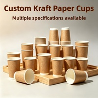 Gobelets en papier jetables à double paroi Kraft, isolés, résistants à la chaleur, pour café et thé, avec motif personnalisé imprimé pour les événements hôteliers et la restauration