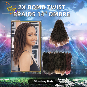 Factory Outlet 2x Bomb Twist Synthetische Pre-Lused Haak Oogopslag Vlechten 14 \ "Voor Ombre Kleur Vlechten Haar - Product Image 2