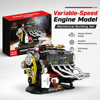 Juego de Bloques de Construcción de Plástico de Coche Deportivo Dodge con Motor V8 de Manivela, Transmisión Mecánica para Niños de 5 a 7 Años, Ensamblaje DIY