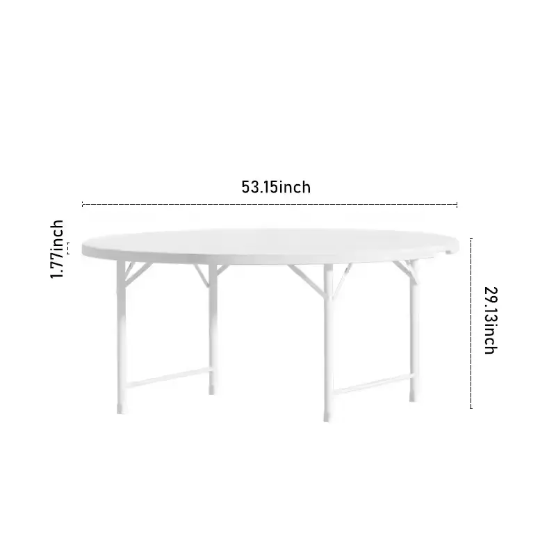 135cm açık 53 inç piknik katlanır masa katlanır bacaklar ile taşınabilir plastik HDPE demir yuvarlak katlanır masa olay için