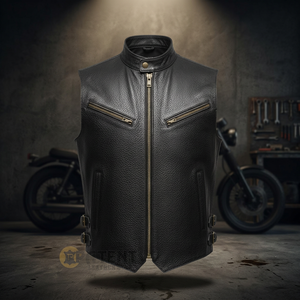 Wholesale Patent Leather Industries Genuine Leather Men's <b>Vest</b> Outdoor Winter Wear Windproof Breathable OEM Custom Service Bulk - Product Image 3