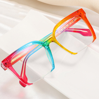 2024 Popular colorido cuadrado elegante Anti luz azul gafas de lectura mujeres diseñador marco grande ordenador óptica presbicia gafas