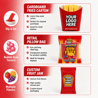 Chewing-gum en forme de frites avec sauce gelée à la fraise, marque privée OEM, collation interactive amusante pour enfants