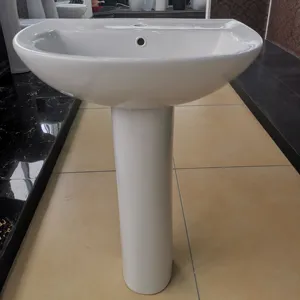 Bacia de cerâmica para banheiro, lavatório de mão com suporte