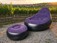 Chaise longue gonflable floquée en PVC, fauteuil inclinable individuel, pliable et portable pour l'extérieur