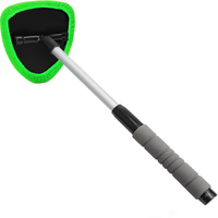 Brosse de nettoyage de pare-brise de voiture avec tampons en microfibre et manche extensible, kit essuie-glace pour vitres de voiture