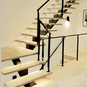 <span class=keywords><strong>Escalier</strong></span> moderne en acier et fer, design modulaire en chêne, avec marches flottantes antidérapantes transparentes pour <span class=keywords><strong>piscine</strong></span> intérieure - Product Image 3