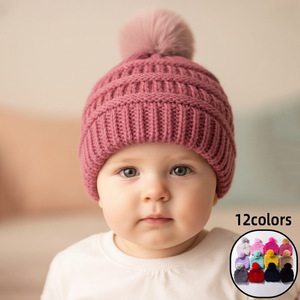 Chất Lượng Cao Vải Giản Dị Bé Hat Với Bóng <span class=keywords><strong>Top</strong></span> Mùa Đông Thoải Mái Đan <span class=keywords><strong>Beanie</strong></span> Cho Sử Dụng Ngoài Trời Mô Hình Đồng Bằng - Product Image 2