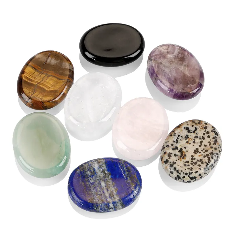 Pedra de cristal de inspiração de fábrica profissional, pedra de preocupação de cristal, cura, quartzo transparente, pedra de polegar, pedra de chakra de energia