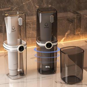 Ordo – étui à brosse à dents portable avec gobelet, boîte de rangement translucide noir et blanc pour soins bucco-dentaires, pour dentifrice et brosse - Product Image 2