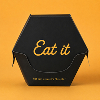 Scatola di Carta Personalizzata per Fast Food, Confezione Esagonale in Cartone per Hamburger, Grado Alimentare, Nera