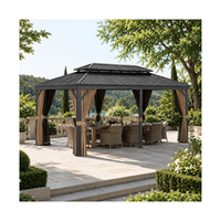Pergola à toit rigide en aluminium résistante aux UV, imperméable, pour jardin, patio, hôtel, restaurant
