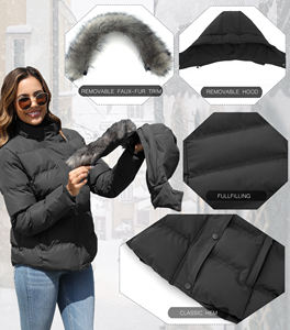 เสื้อโค้ทกันหนาวแบบมีฮู้ดของผู้หญิงแจ็คเก็ตขนเป็ดหนาแบบถอดได้ - Product Image 5