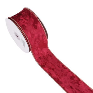 Cổ phiếu 2.5 "Polyester nhung đỏ quà tặng gói có dây cạnh <span class=keywords><strong>Ribbon</strong></span> cho Đảng DIY Craft giáng sinh Vòng Hoa cung hoa - Product Image 5