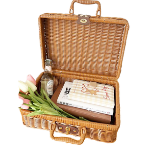 Portable tissage valises personnalisé <span class=keywords><strong>jardin</strong></span> stockage rotin jouet cadeau boîte pique-nique panier mariage cadeau boîte pour invité - Product Image 1