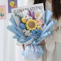 Nouveaux cadeaux créatifs, produit artisanal, tricot à la main, grand bouquet de fleurs, fleurs en coton au crochet pour mariage, cadeaux d'anniversaire