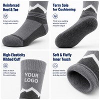 Chaussettes de ski personnalisées OEM en gros, mélange de laine thermique, chaussettes montantes rembourrées, anti-humidité, pour jeunes, hommes et femmes, sports d'hiver