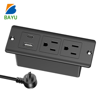 Multiprise de bureau dissimulée avec ports USB-A/C, prises multiples, blanche, 125V, pour bureaux à domicile et tables, avec fiches US droites/angulaires