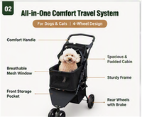 Poussette pliable pour animaux de compagnie en tissu Oxford avec fermeture éclair, pour petits chiens et chats, légère, avec roues, panier amovible, chariot de transport extérieur pour animaux