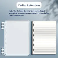 Carnet à couverture en cuir PU transparente à feuilles mobiles, double cinq trous, pour lycéens, format B5, avec grille détachable, couverture rigide