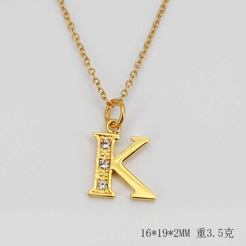 (ทอง) ตัวอักษร K (รวมสร้อยคอ)