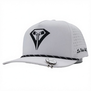 หมวกกอล์ฟทรงสปอร์ต กันน้ำ ระบายอากาศได้ดี 5 ชิ้นส่วน ผลิตจากโพลีเอสเตอร์/ผ้าฝ้ายตาข่าย แต่งหนังปักโลโก้ สำหรับทุกเพศ - Product Image 2