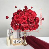 Bola Bunga Sutra Buatan Sentuhan Alami untuk Dekorasi Interior, Latar Belakang Pernikahan, Bola Bunga Mawar Biru, Hiasan Tengah Meja