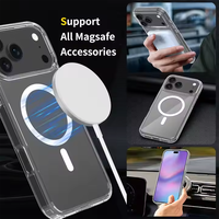 Coque de téléphone magnétique transparente en TPU + acrylique pour iPhone 17 Promax, personnalisable avec logo, antichoc, accessoires mobiles, vente chaude