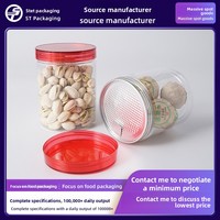 Bouteilles d'emballage cylindriques transparentes en PET, boîtes à languette, pots scellés à couvercle transparent, boîtes à ouverture facile en aluminium, contenants alimentaires hermétiques