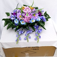 Bunga Pemakaman Buatan Grosir, Hydrangea Ungu, Daisy, Karangan Bunga Nisan, Dekorasi Batu Nisan, Poliester