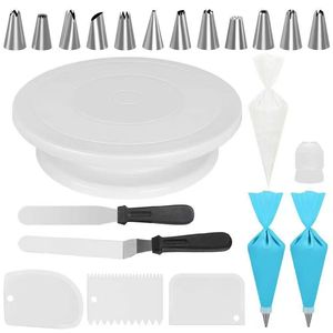 Profesyonel Tasarımcı Pasta Süsleme Araçları Seti, Sanatsal Sıkma Uçları ve Ağır Hizmet Tipi Döner Pasta Standları ile - Product Image 2