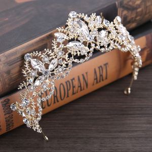 NCA-02 <span class=keywords><strong>novia</strong></span> accesorios <span class=keywords><strong>novia</strong></span> corona pelo joyería exquisita cristal barroca Tiara <span class=keywords><strong>de</strong></span> oro - Product Image 5