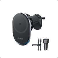 Support de chargeur de voiture sans fil compatible Anker Prime Qi2 25W avec clip de ventilation et charge rapide pour iPhone 17