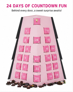 Calendrier de l'Avent de Noël 24 jours en forme d'arbre avec boîtes cadeaux individuelles, support de présentation rose réutilisable pour la décoration de la maison pendant les fêtes - Product Image 3