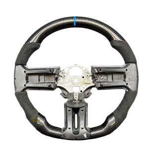 พวงมาลัย A1ฟอร์ดมัสแตง2015-2017, พวงมาลัยคาร์บอนไฟเบอร์ทรงดีหนังตะเข็บแดงออกแบบได้เองสำหรับรถสปอร์ต - Product Image 1