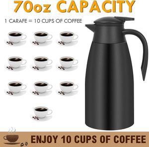 Jarra Térmica de Acero Inoxidable de 70oz para Agua Caliente, Cafetera, Termo Aislado de Doble Pared, Botella de Vacío para Té y Agua - Product Image 2