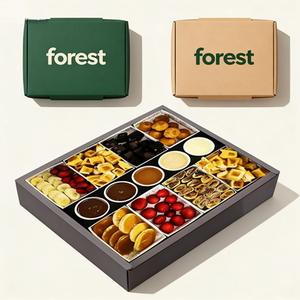 Boîtes à dessert en papier kraft recyclé noir avec couvercle et séparateurs ajustables pour fêtes, chocolats, biscuits, en-cas - Product Image 3