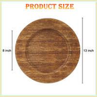 Assiettes décoratives en acrylique imitation bois à motif floral pour mariage, base de présentation pour événements, assiettes de présentation en plastique au design bois