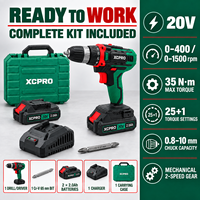 Kit de perceuse sans fil 20V, mandrin sans clé 0,8-10 mm, lumière LED, 2 batteries, coffret de transport rigide pour la réparation à domicile et en atelier