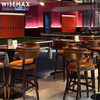 WISEMAX FURNITURE Mobilier de bar vintage américain, chaises de bar en bois massif, tabourets de restaurant avec décorations à rivets pour hôtel, café