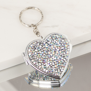 Wholesale Custom Logo Crystal Rhinestone Mini Heart Shaped Pocket <b>Mirror</b> Silver Metal Casing Purse Charm Vanity <b>Mirror</b> Bulk - Product Image 2
