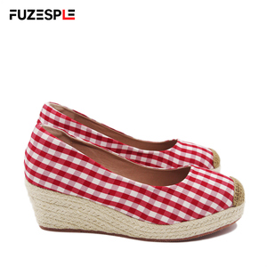 Nuevos zapatos de pescador de otoño para mujer, cuña de punta redonda, suela gruesa, tacón alto, zapatos individuales a cuadros, zapatos de cáñamo, <span class=keywords><strong>alpargatas</strong></span>, <span class=keywords><strong>cuñas</strong></span> para mujer - Product Image 6