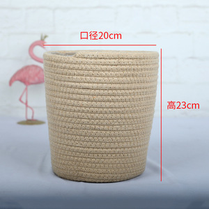 Small Siza Cotton Rope Flower Bucket Woven <b>Basket</b> Living Room Decor <b>Storage</b> - Product Image 2