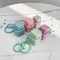 New Design Simple Square Plastic Keyboard Keychain Click Keycap Fidget Switch Led Base Light up Clicker Button Accept Custom