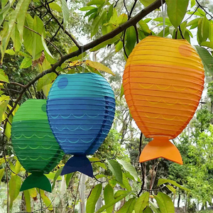 Linternas de papel coloridas en forma de pez colgante 2025 para tema del océano niños fiesta de cumpleaños telón de fondo pared guardería decoración escolar - Product Image 3