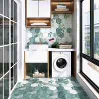 Carreaux de porcelaine hexagonaux verts rustiques de nouvelle conception 200*230, carreaux de porcelaine verts pour salle de bain