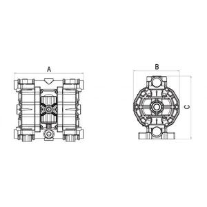 MECLUBE - 028-F170-AB1 Pompes pneumatiques à double membrane Mod. ALIMENTAIRE SS170 en ACIER INOXYDABLE SS AISI 316 Boules en SS AISI 316 - Product Image 2