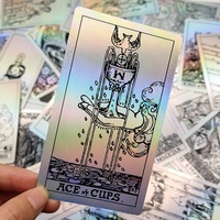 Jeu de 78 cartes de tarot arc-en-ciel holographique de luxe étanche et infroissable avec guide pour le jeu de cartes à jouer Fortune Telling