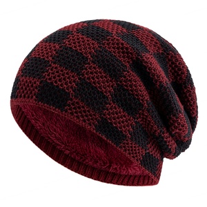Offre Spéciale décontracté chaud Ski Beanie casquette d'hiver unisexe acrylique Plaid motif personnalisé chapeaux tricotés - Product Image 2