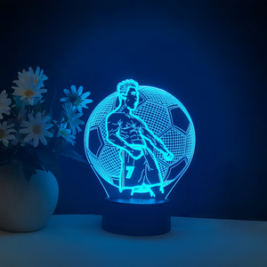 New Arrival 3D Messi Night Light Multicolor Football Player Design <b>USB</b> Bedroom Decorative Lamp for Football Fans AAA Battery - Product Image 4